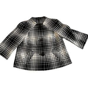 Semantiks jacket Blazer Women Petite 4P Black White Plaid Business Casual